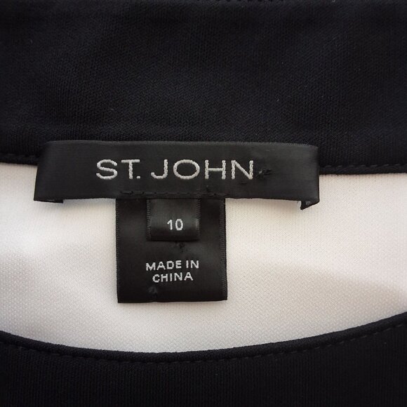 St. John Womens Sleeveless Colorblock Knit Top Bateau Neck Neutral - Size 10 - Picture 9 of 10